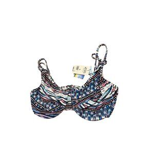 NWT Heat Star Basket Underwire Swim Top Blue Size D Cup